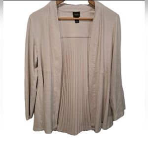 Women's Chico's Travelers Beige Faux Suede Open Front Jacket  Size 1 (M or 8)